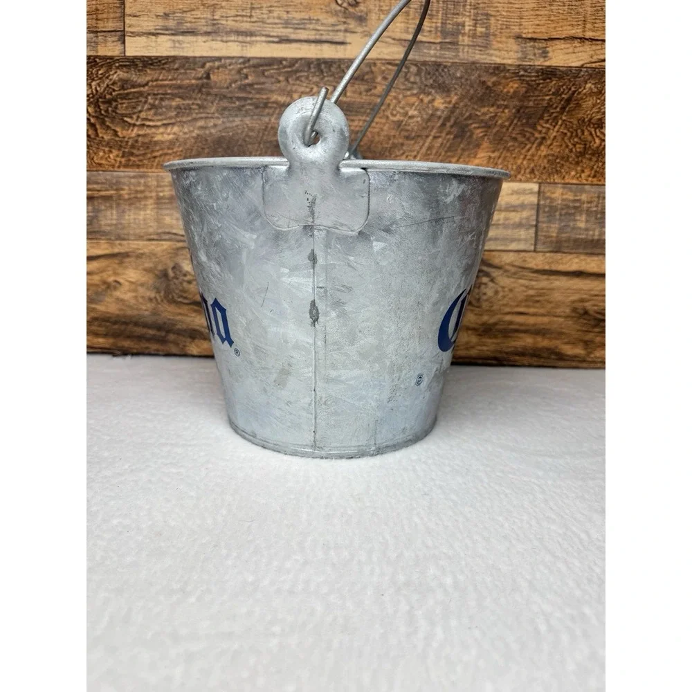 Lot Of 2 Corona Extra Beer Ice Bucket 5 Qt Galvanized Metal Party Bucket Vintage